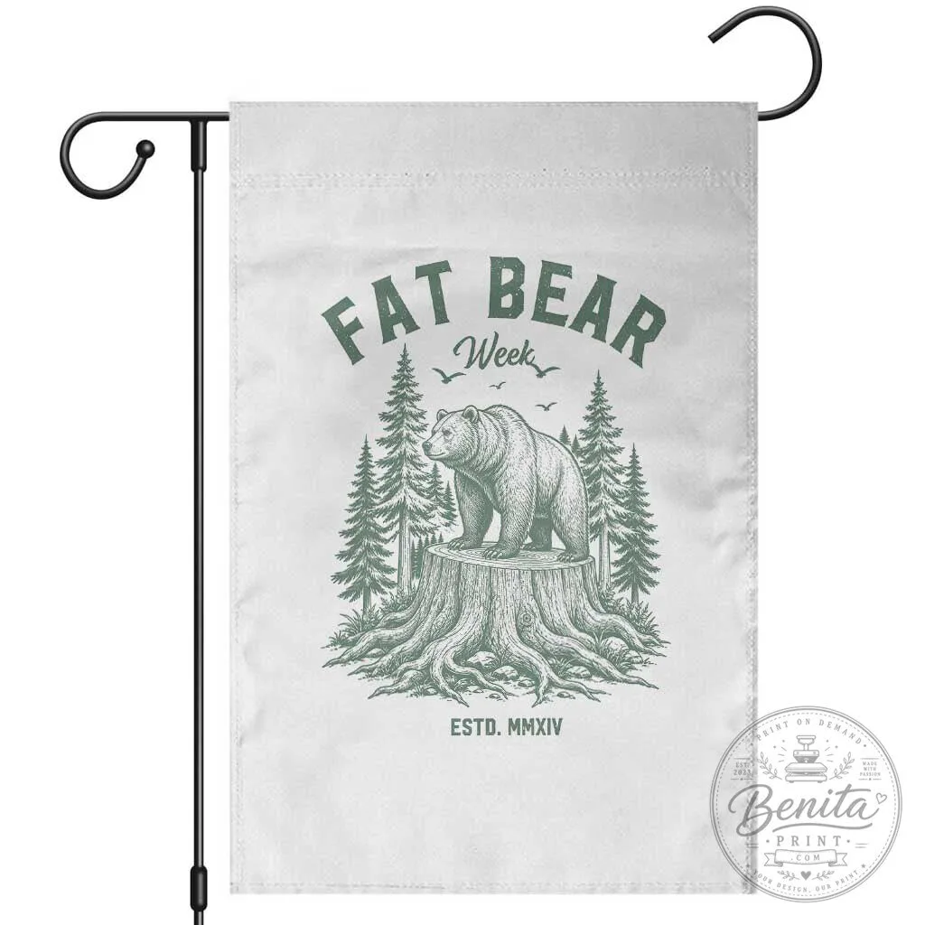 Fat Bear Week Grizzly Bear Forest Stump Graphic Garden Flag 2 Fat Bear Week Grizzly Bear Forest Stump Graphic Garden Flag