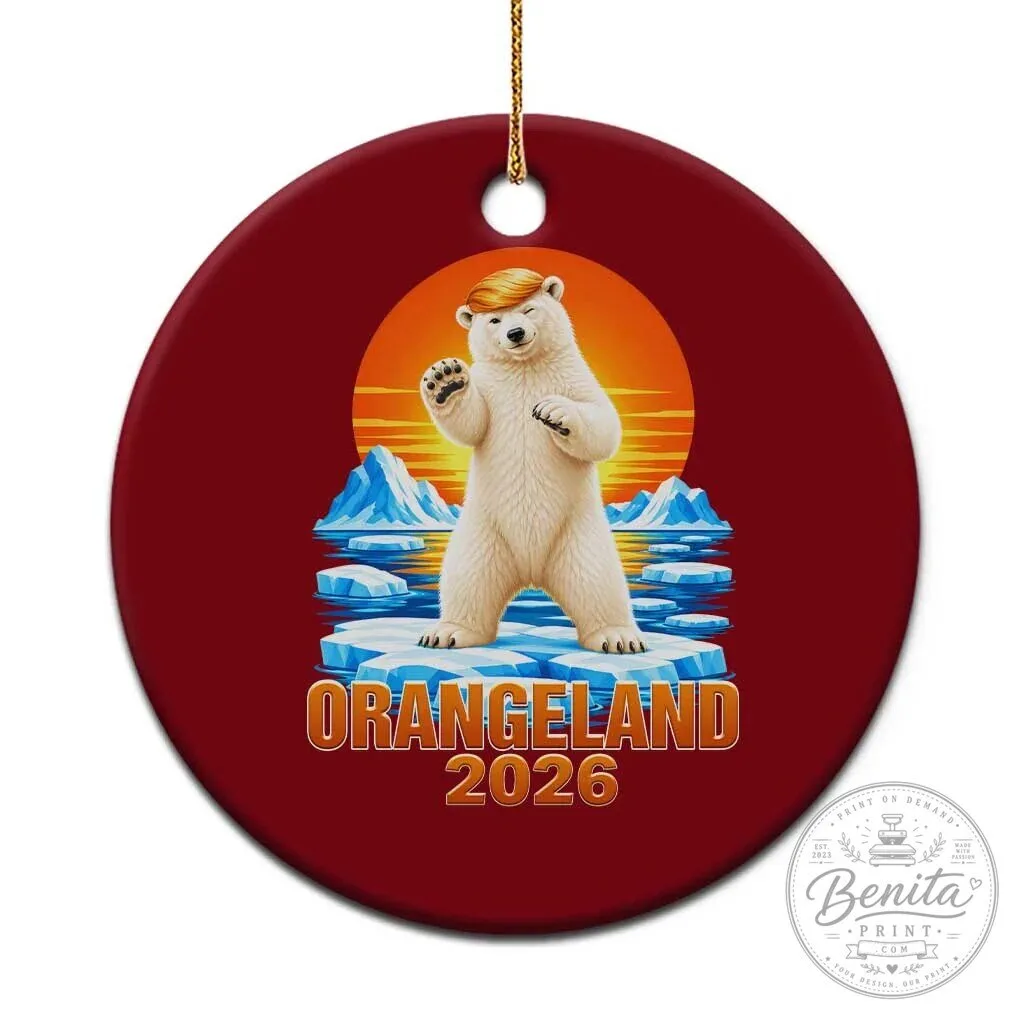 Orangeland 2026 Polar Bear Arctic Sunset Graphic Ceramic Ornament