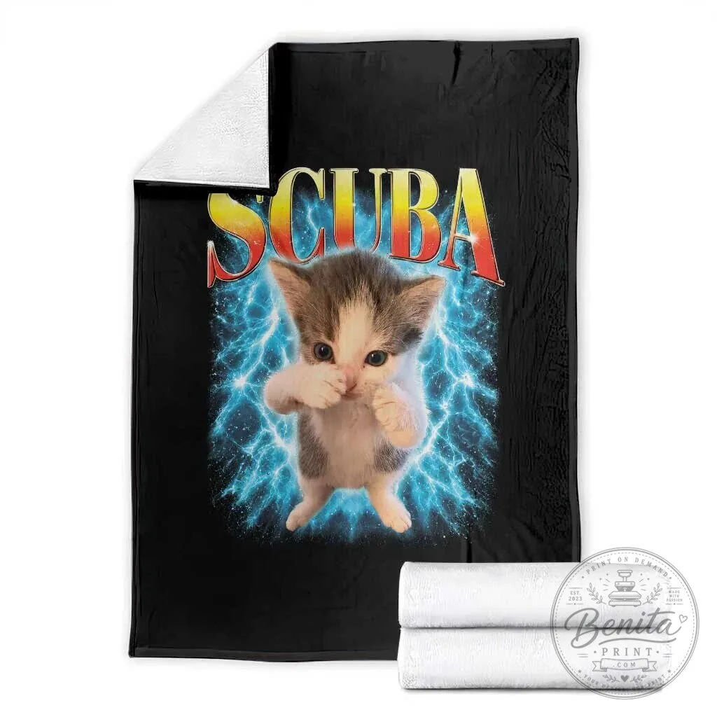 Funny Scuba Cat Dancing Meme 90s Retro Bootleg Graphic Throw Blanket 1 Funny Scuba Cat Dancing Meme 90s Retro Bootleg Graphic Throw Blanket
