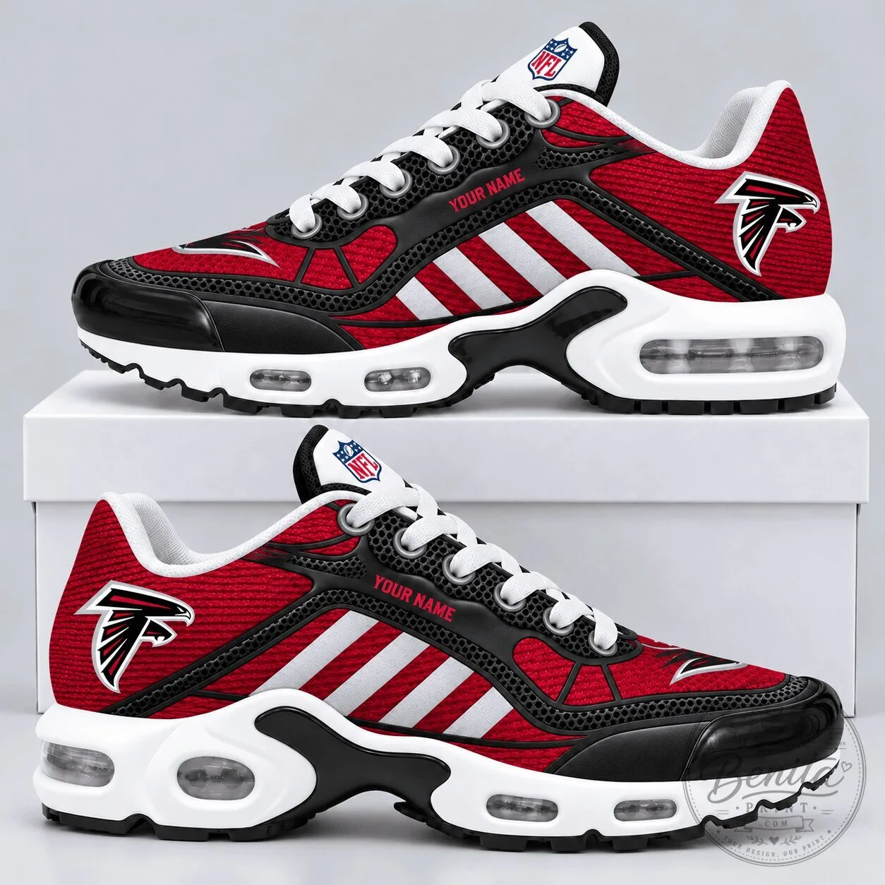 Atlanta Falcons National Football League Personalized Diagonal Stripe Shoes