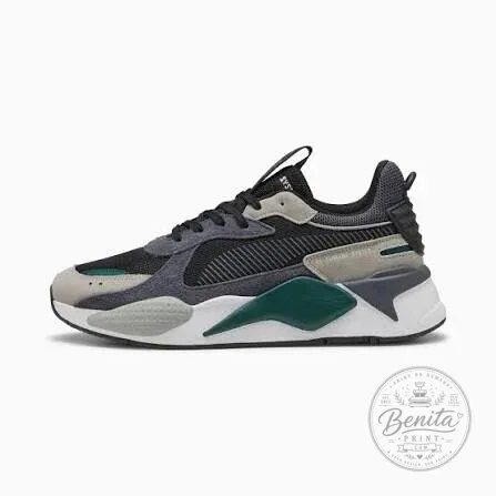 Puma RS-X Reinvention Black Grey Green White Running Shoes for Men