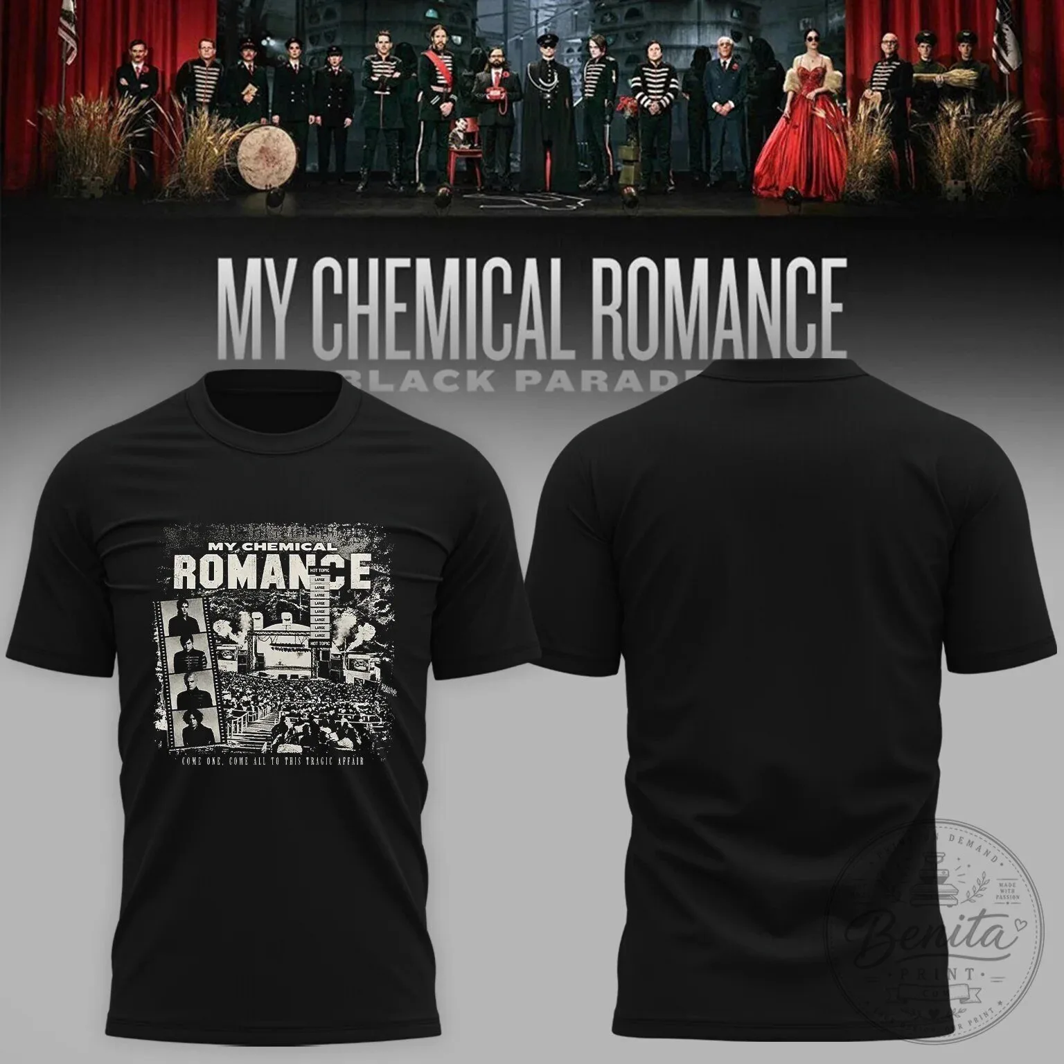 Black Parade Album Cover T-Shirt for My Chemical Romance Concert in Los Angeles