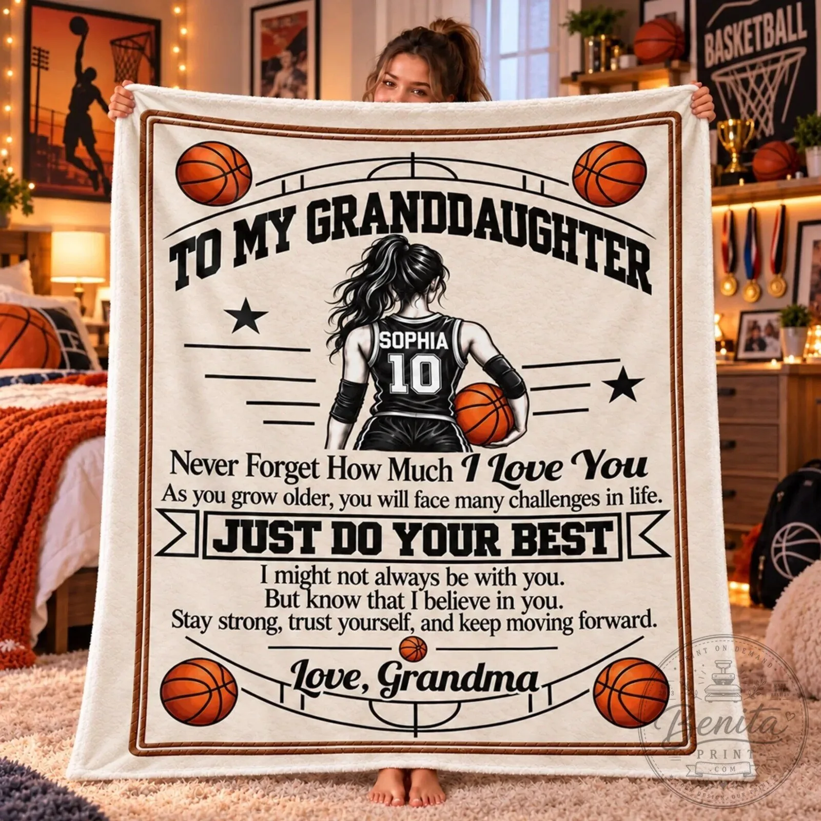 Personalized Basketball To My Granddaughter From Grandma Fleece Blanket 2 Personalized Basketball To My Granddaughter From Grandma Fleece Blanket