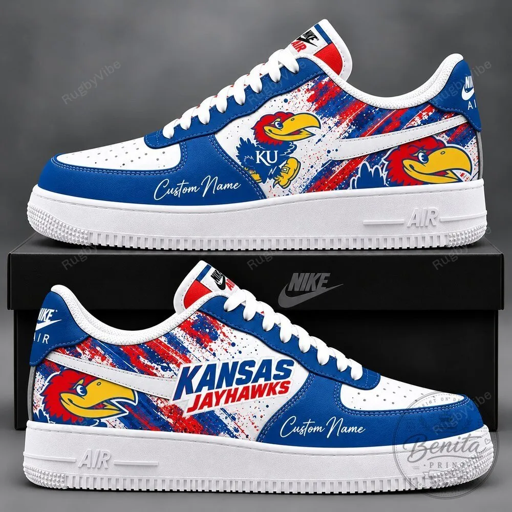 Kansas Jayhawks Custom Name NCAA Basketball Team Air Force 1 Shoes