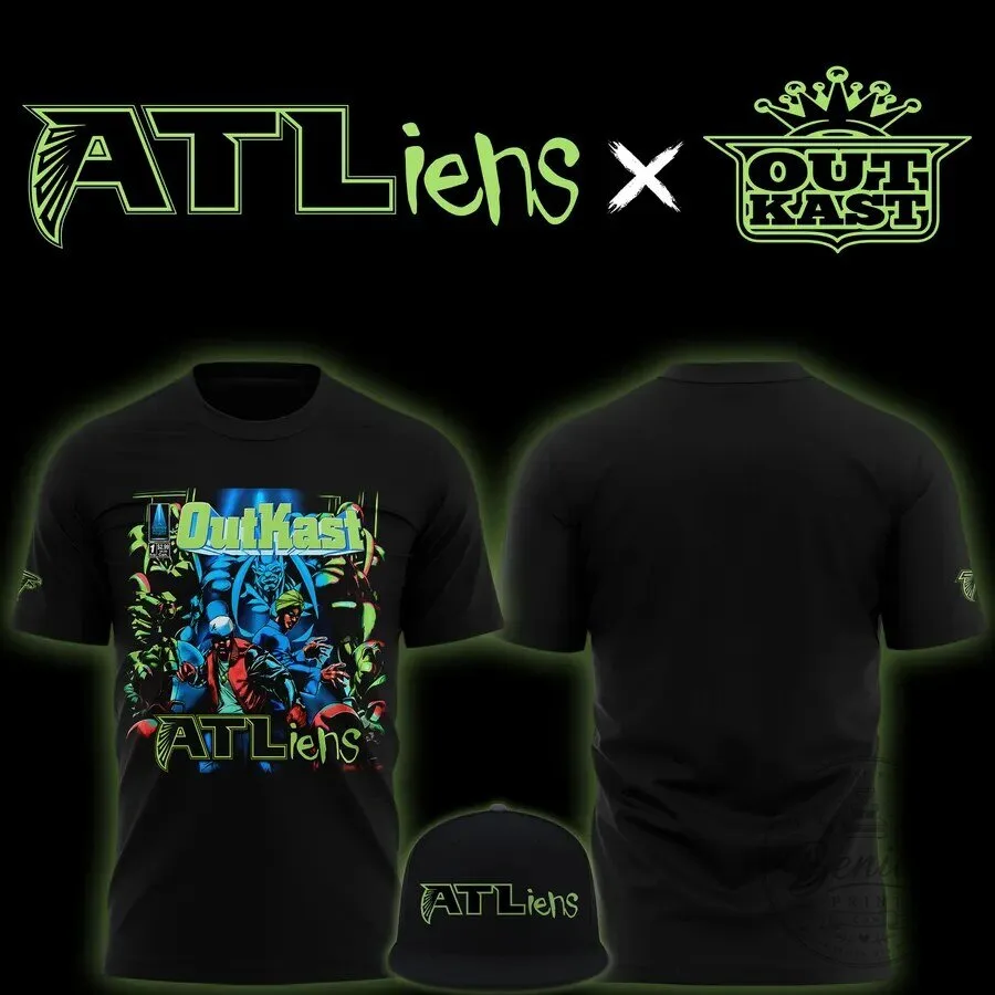 30th Anniversary Black Graphic Tee Featuring Outkast ATLiens Album Cover Art 8 30th Anniversary Black Graphic Tee Featuring Outkast ATLiens Album Cover Art