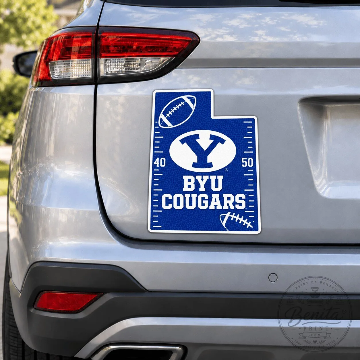 BYU Cougars Football Team Utah State Shaped Car Magnet Bumper Sticker