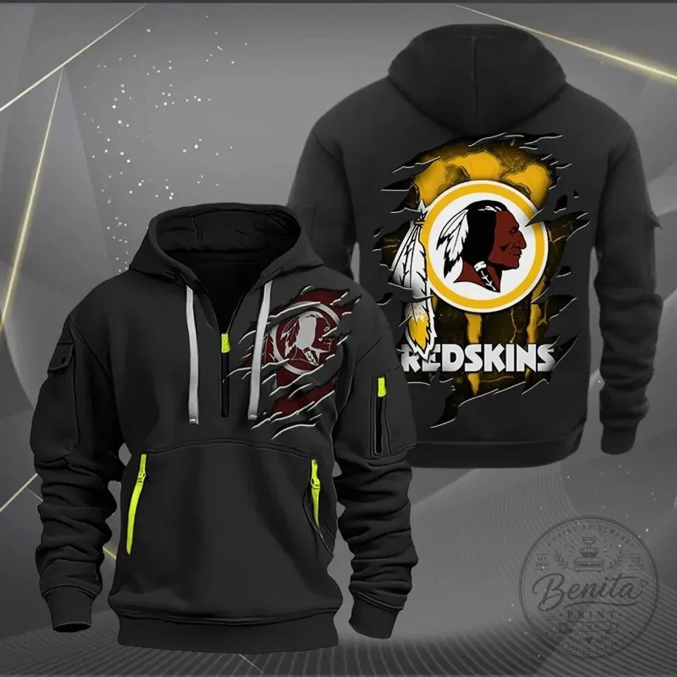 Washington Redskins Football Team Logo Quarter Zip Hoodie for Men