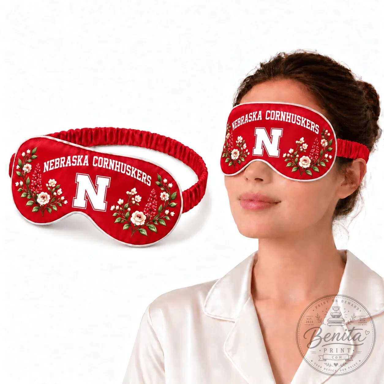 Nebraska Cornhuskers Floral Sleep Mask
