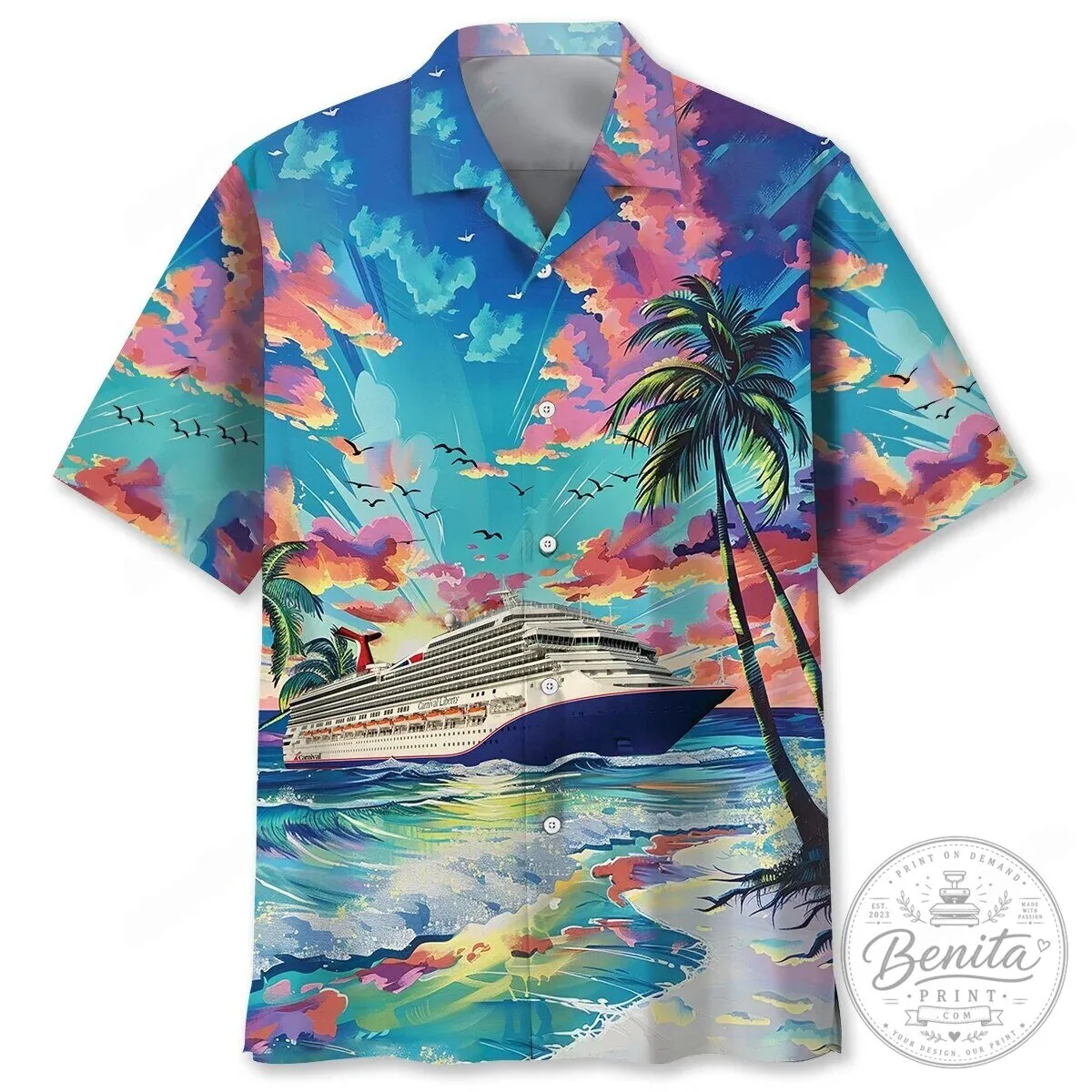 Tropical Cruise Ship Ocean Sunset Palm Trees Hawaiian Shirt 8 Tropical Cruise Ship Ocean Sunset Palm Trees Hawaiian Shirt