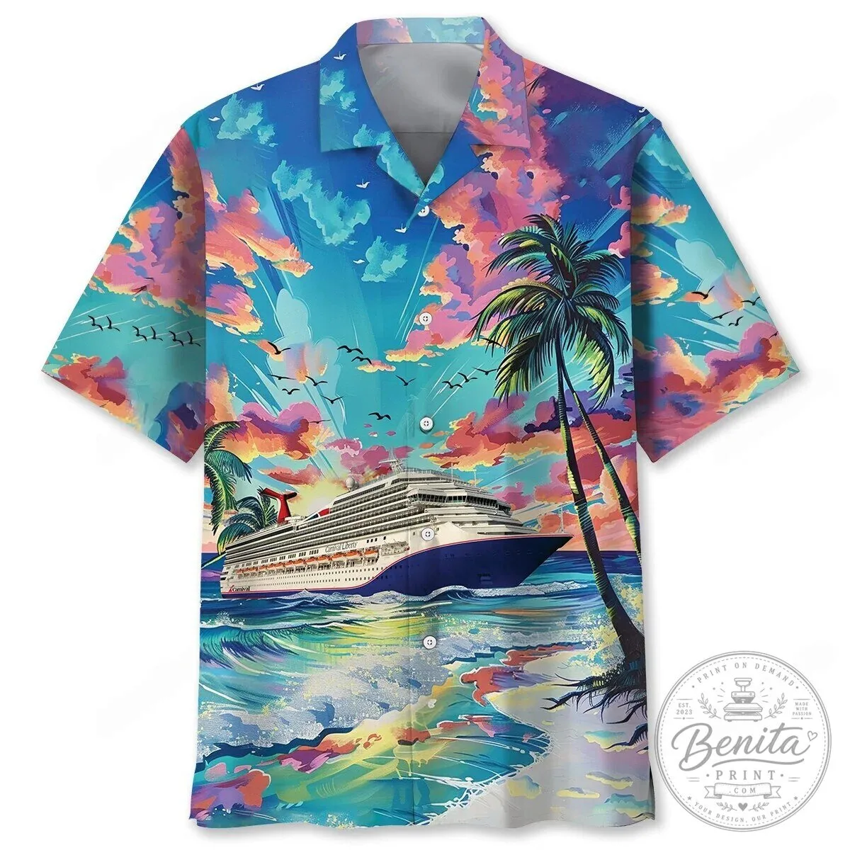 Tropical Cruise Ship Ocean Sunset Palm Trees Hawaiian Shirt 9 Tropical Cruise Ship Ocean Sunset Palm Trees Hawaiian Shirt