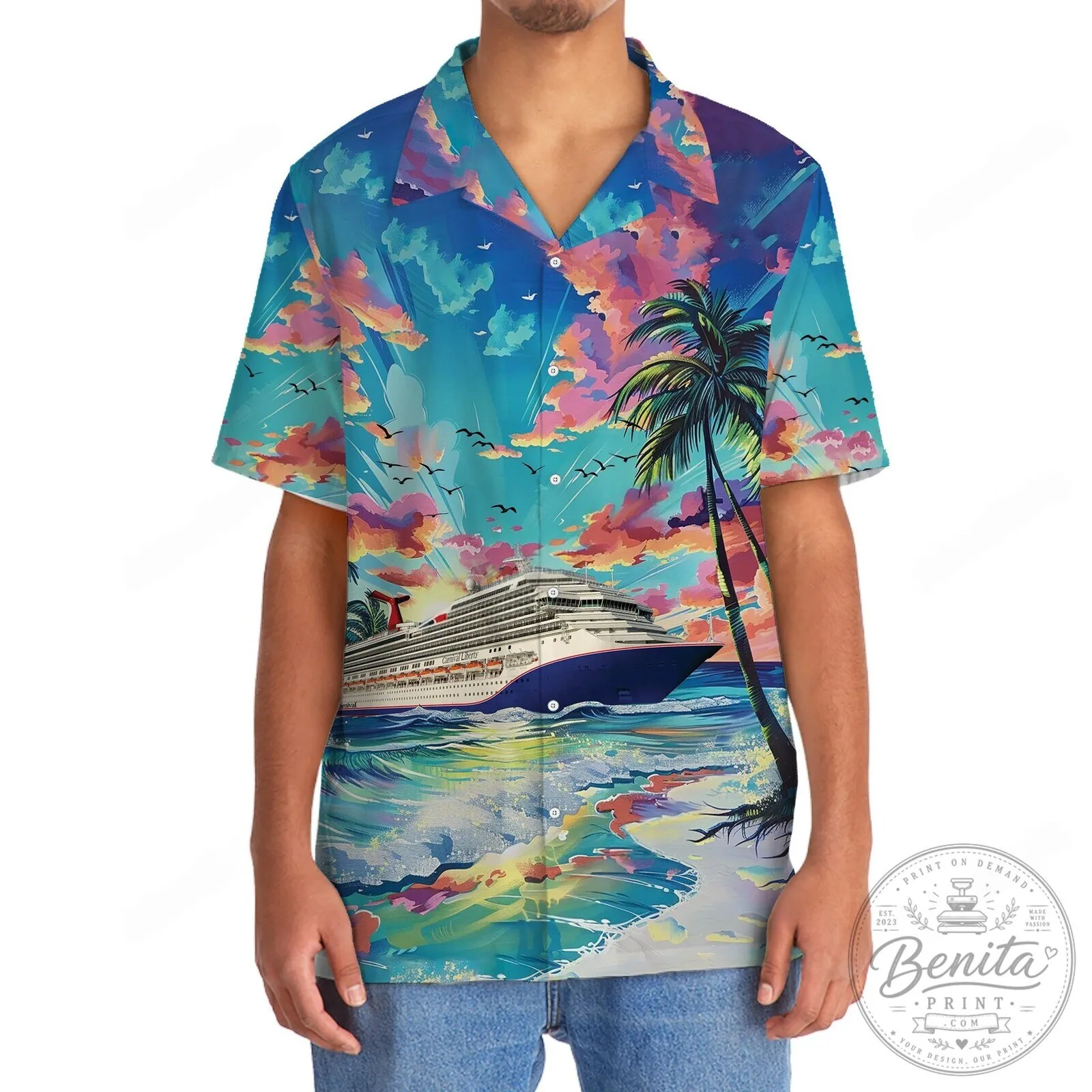 Tropical Cruise Ship Ocean Sunset Palm Trees Hawaiian Shirt 12 Tropical Cruise Ship Ocean Sunset Palm Trees Hawaiian Shirt