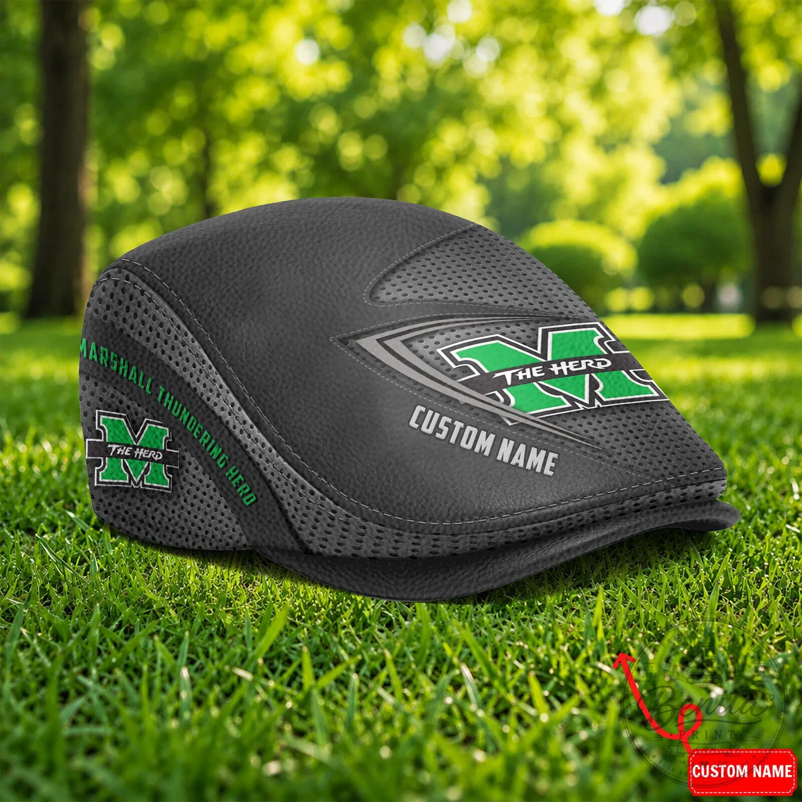 Marshall Thundering Herd NCAA Golf Flat Cap, Custom Name Golfing Hat 9 Marshall Thundering Herd NCAA Golf Flat Cap, Custom Name Golfing Hat