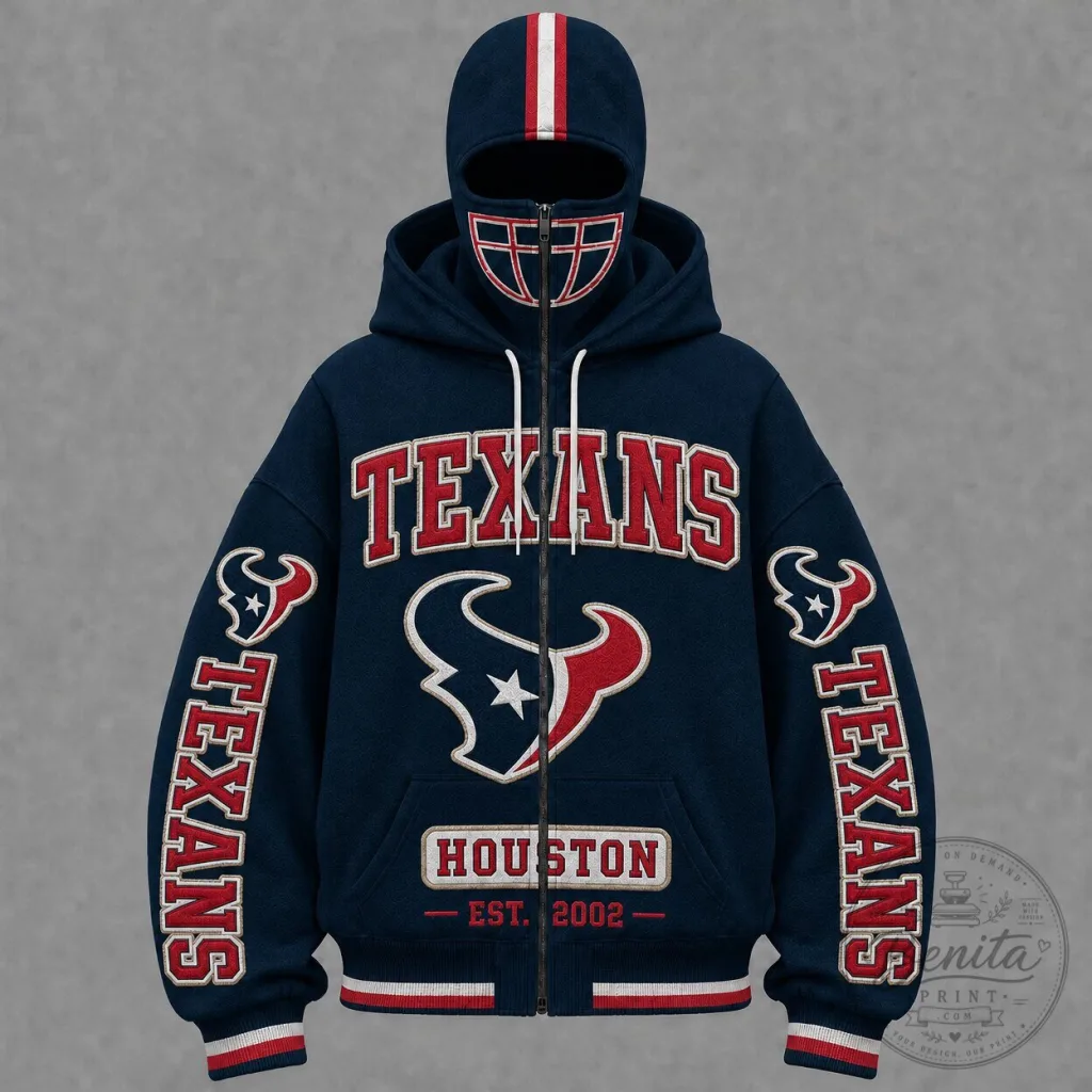 Houston Texans Full-Zip Hooded Sweatshirt with Built-in Face Covering Houston Texans Full-Zip Hooded Sweatshirt with Built-in Face Covering