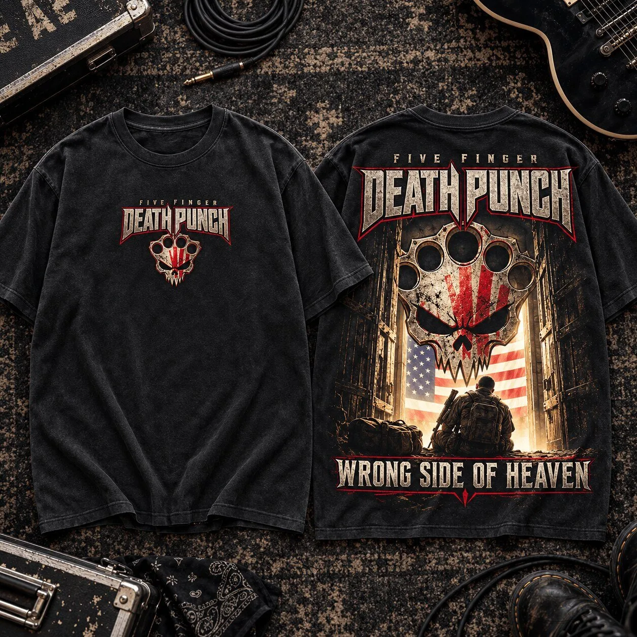 Five Finger Death Punch Welcome Home Light Veterans Tribute Graphic T-Shirt