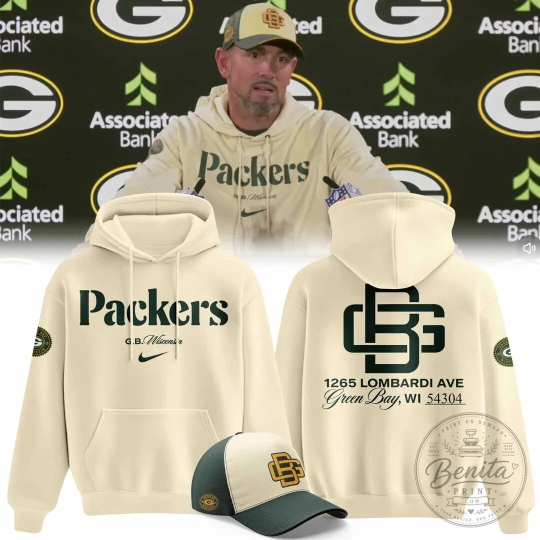 Matt LaFleur Green Bay Packers Cream Hoodie with Hat