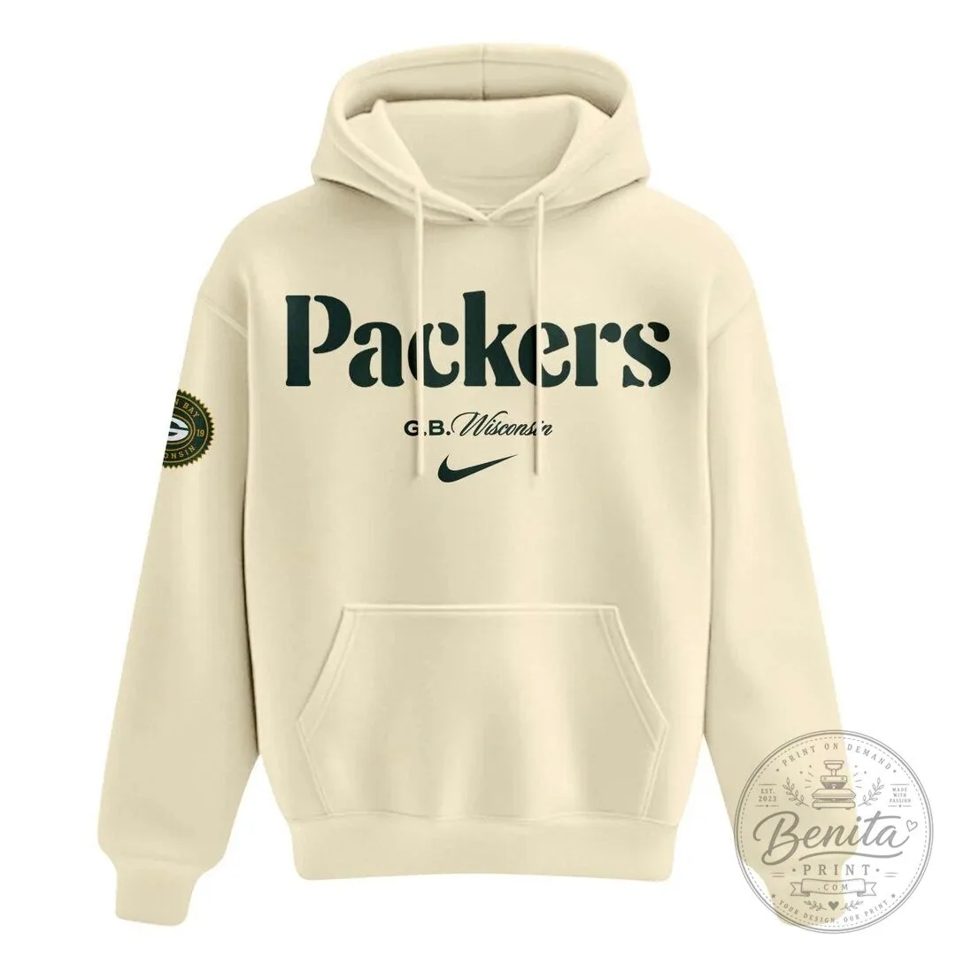 Matt LaFleur Green Bay Packers Cream Hoodie with Hat 9 Matt LaFleur Green Bay Packers Cream Hoodie with Hat