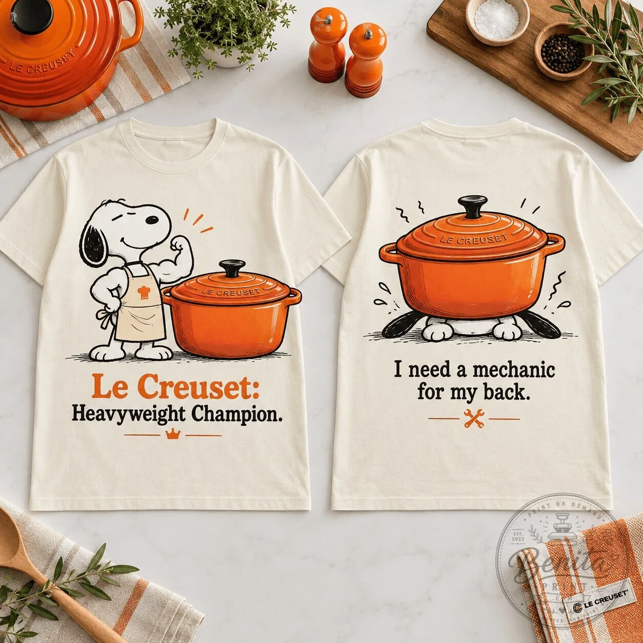 Snoopy Le Creuset Heavyweight Champion Cooking Lover T-Shirt