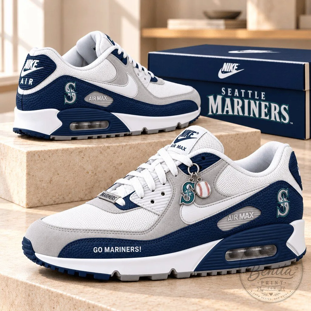 Seattle Mariners Baseball Team Logo Air Max Low Top Sneakers Shoes