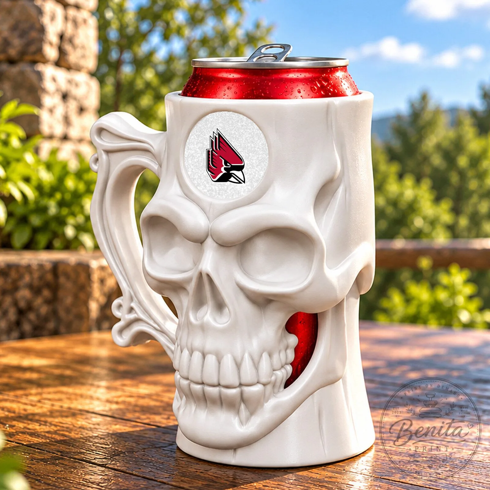 Ball State Cardinals Skull Can Cooler Holder NCAA Football Team Drinkware 7 Ball State Cardinals Skull Can Cooler Holder NCAA Football Team Drinkware
