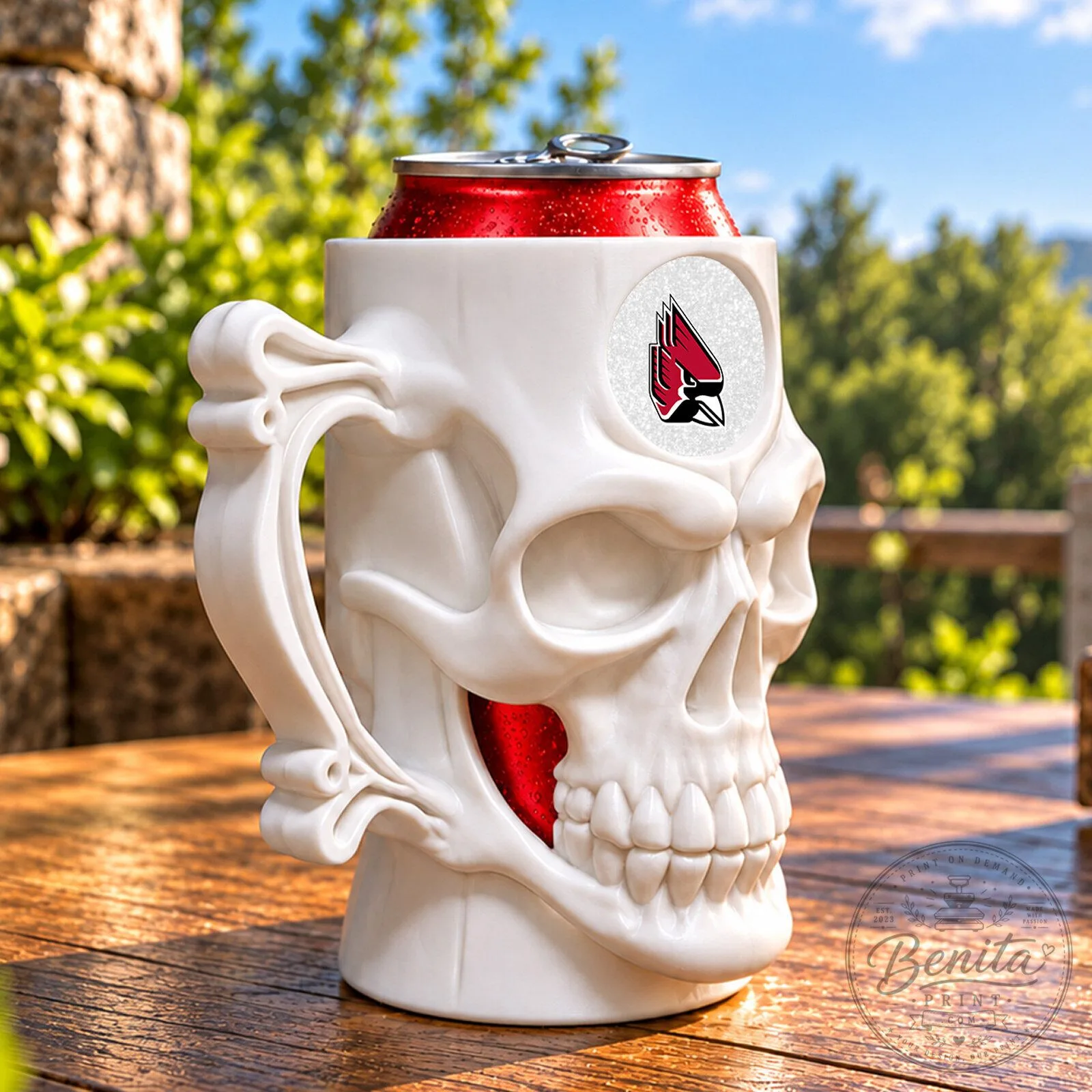 Ball State Cardinals Skull Can Cooler Holder NCAA Football Team Drinkware 8 Ball State Cardinals Skull Can Cooler Holder NCAA Football Team Drinkware
