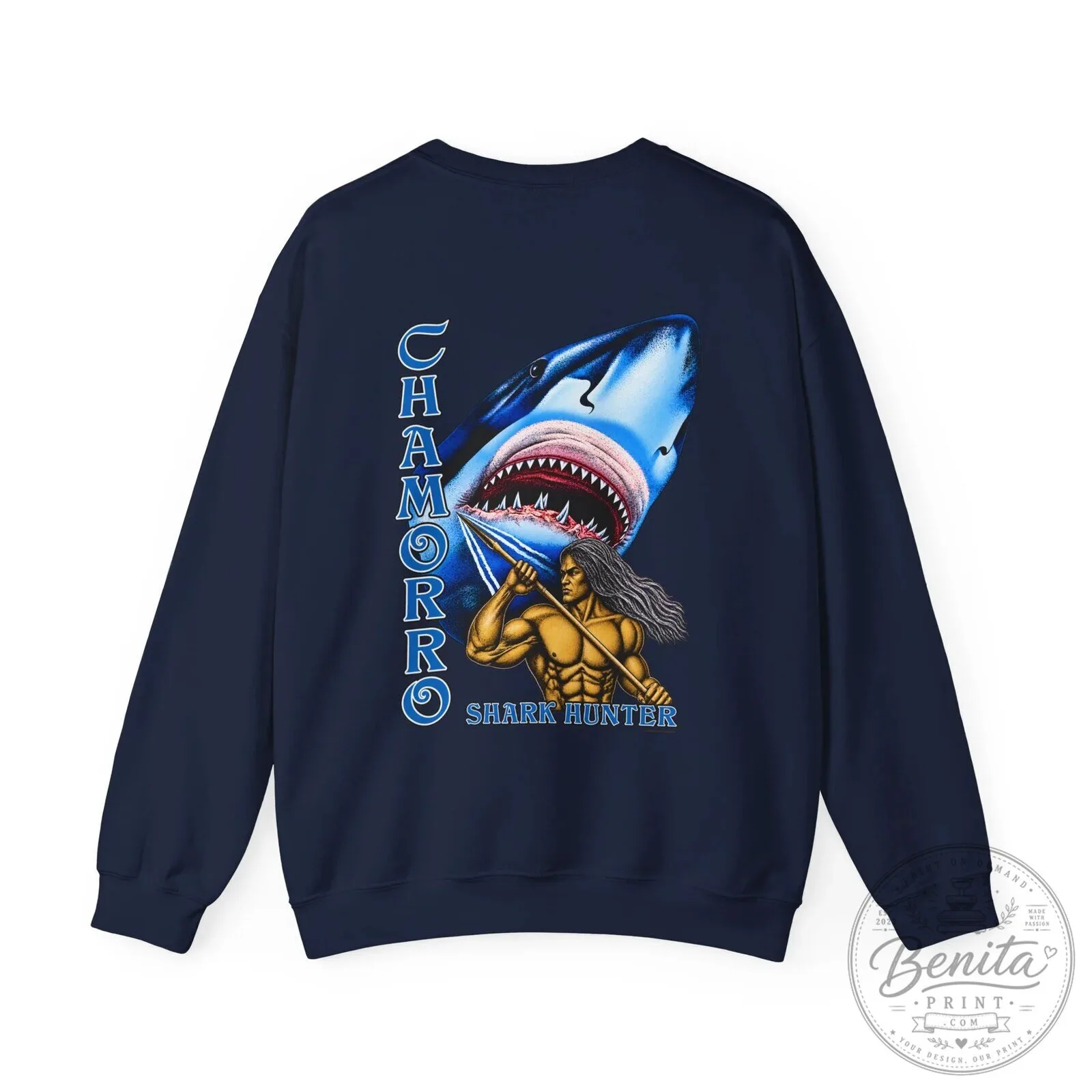 Chamorro Warrior Guam Shark Hunter Crewneck Sweatshirt 3 Chamorro Warrior Guam Shark Hunter Crewneck Sweatshirt
