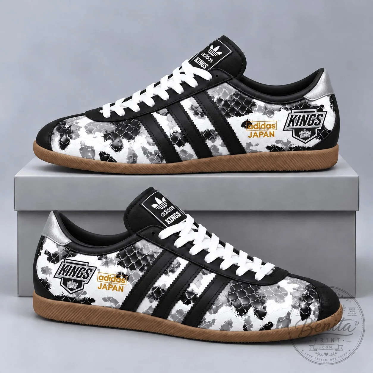 Los Angeles Kings Ice Camo Pattern Low Top Sneakers with Classic Gum Sole