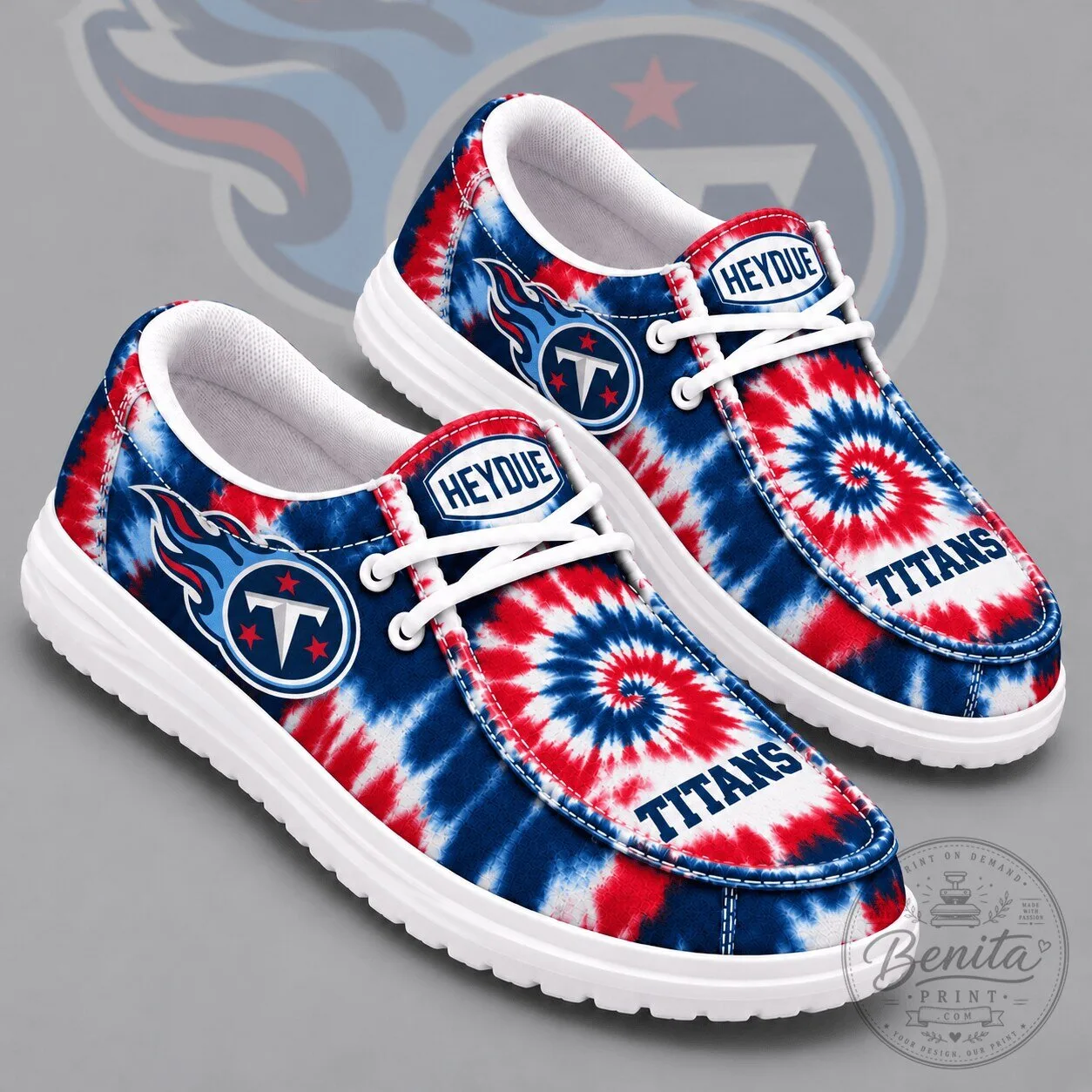 Tennessee Titans Tie Dye Pattern Casual Loafers Shoes
