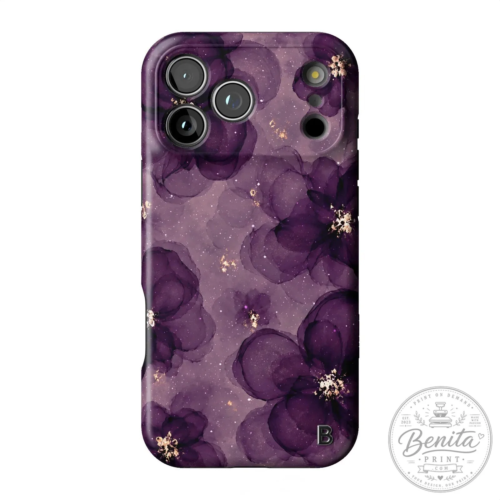 Plum Haze Floral Pattern iPhone Case with Gold Flakes 9 Plum Haze Floral Pattern iPhone Case with Gold Flakes