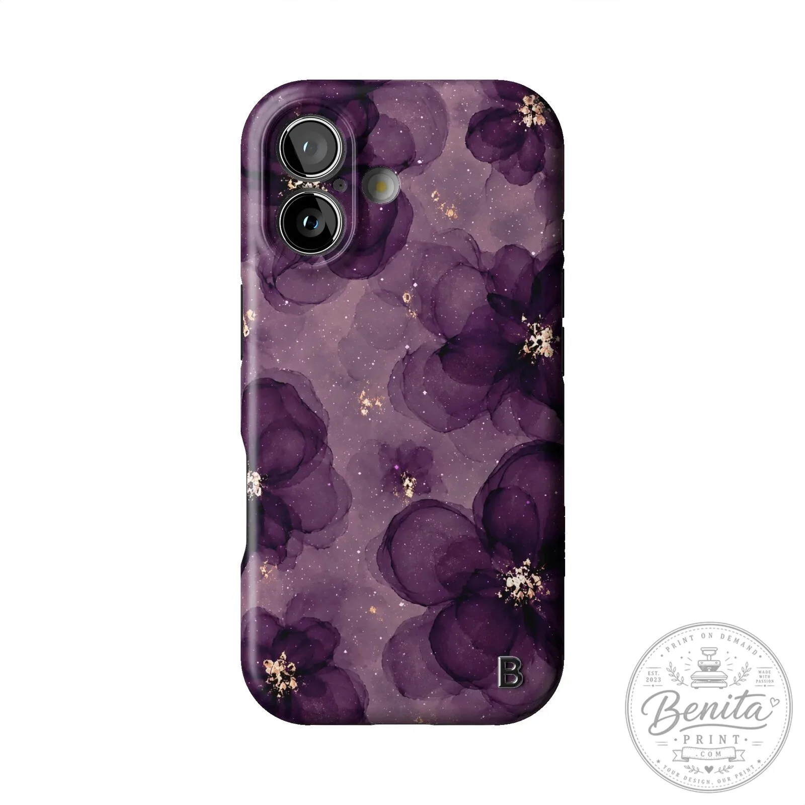 Plum Haze Floral Pattern iPhone Case with Gold Flakes 10 Plum Haze Floral Pattern iPhone Case with Gold Flakes