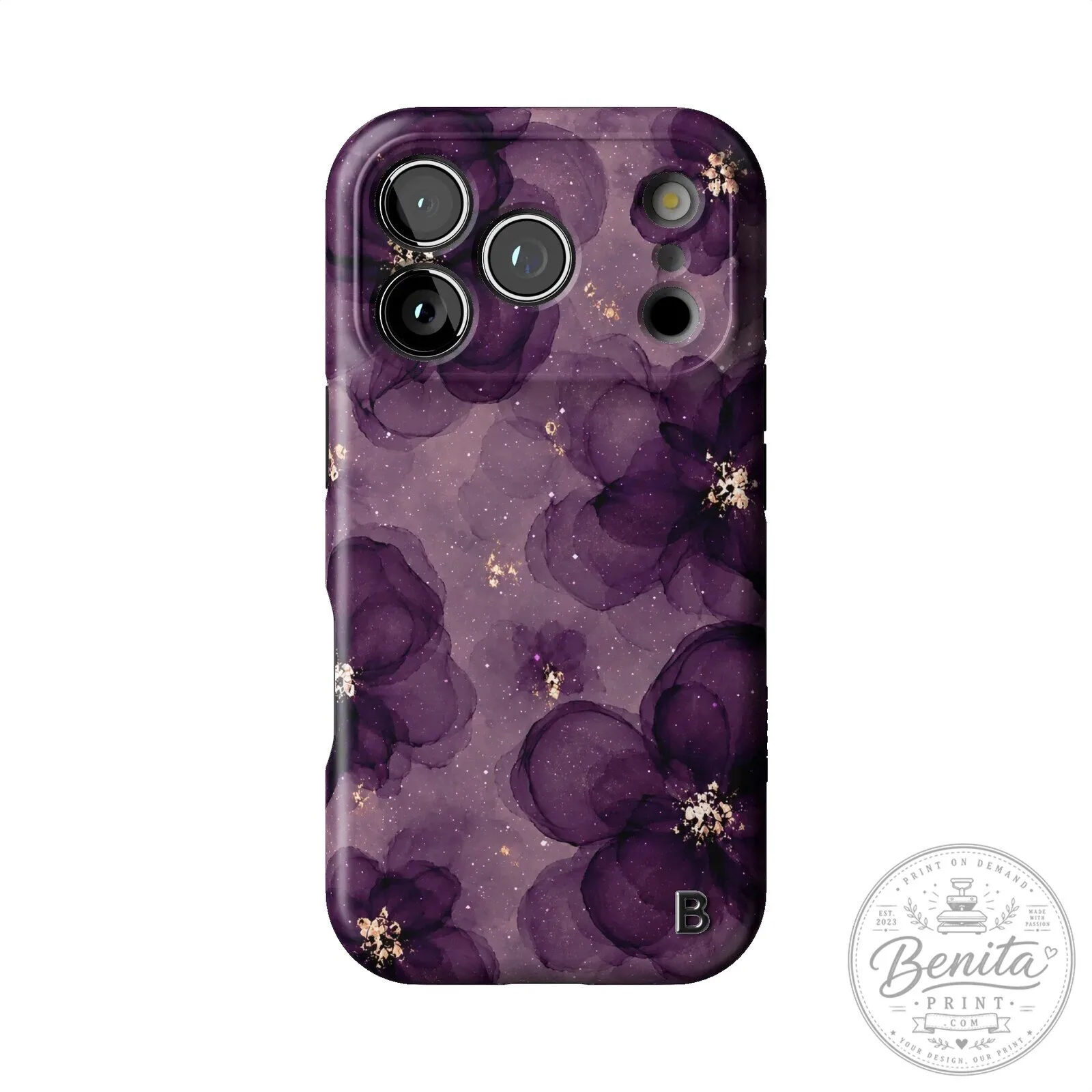 Plum Haze Floral Pattern iPhone Case with Gold Flakes 11 Plum Haze Floral Pattern iPhone Case with Gold Flakes
