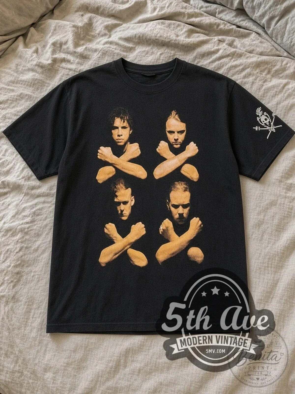 Metallica Band Members Crossed Arms Vintage Black T-Shirt 10 Metallica Band Members Crossed Arms Vintage Black T-Shirt