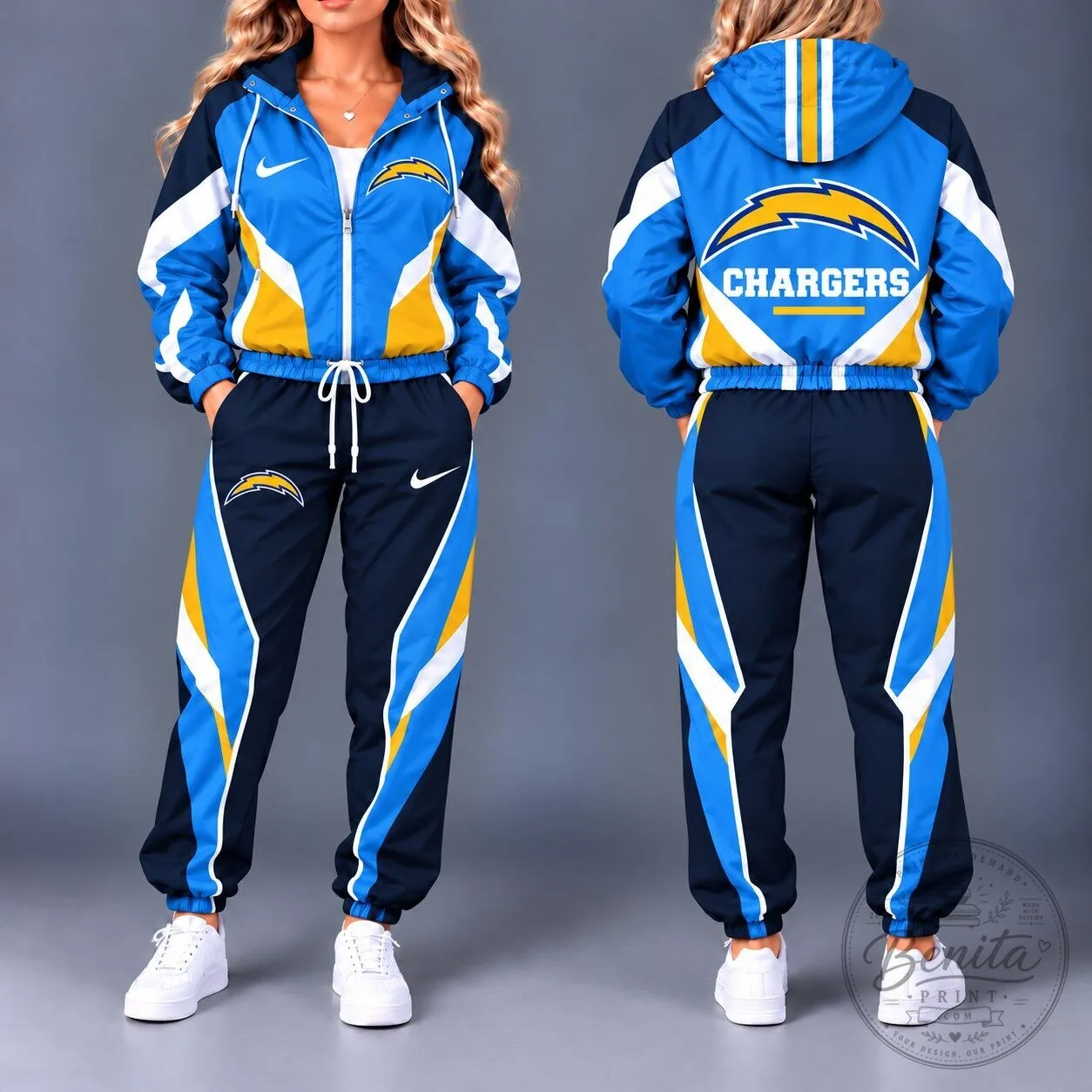 Los Angeles Chargers NFL Team Pride Waterproof Polyester Jacket and Jogger Pants Tracksuit 5 Los Angeles Chargers NFL Team Pride Waterproof Polyester Jacket and Jogger Pants Tracksuit