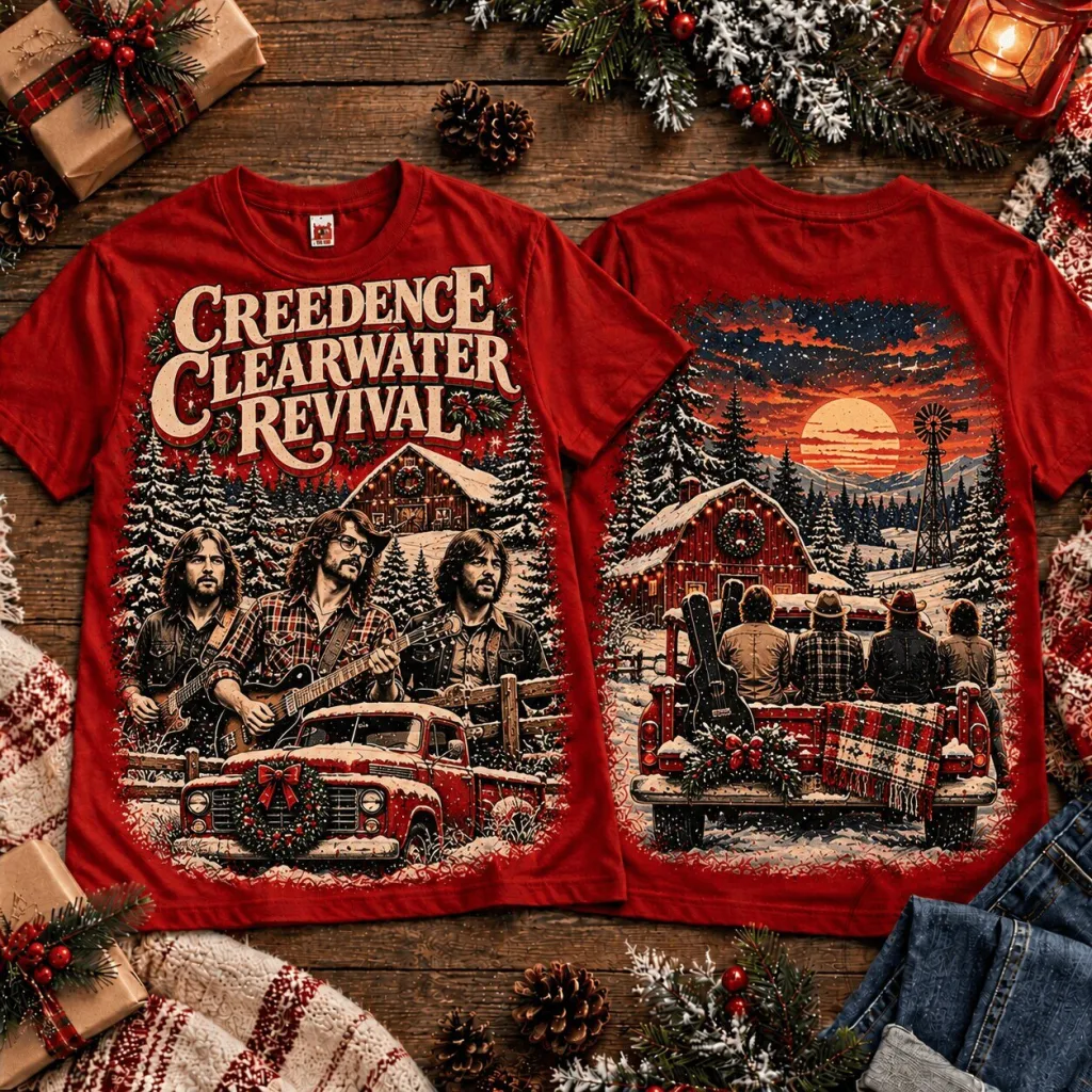 Creedence Clearwater Revival Christmas Holiday Winter Band Graphic T-Shirt Creedence Clearwater Revival Christmas Holiday Winter Band Graphic T-Shirt